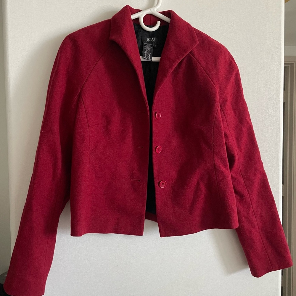 BCBG MaxAzria Red Wool Blazer Size 8